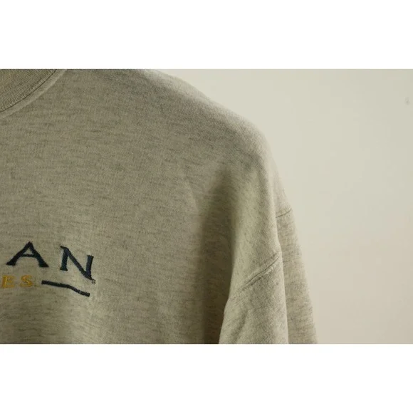 Vintage Michigan Wolverines College Football Sweatshirt Womens Medium Ivory Gray - Picture 9 of 14